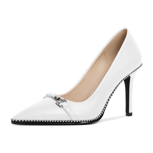 Image of Women's High Heel Pumps Stiletto Heel Pumps for Women Pointed Toe Heels Elegant Classic 3.5 Inch Beaded Pumps