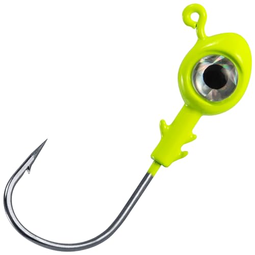 Dr.Fish 10 Pack Fishing Eyes Jigs 3D Eyes Trout Heads Bass Hook Saltwater Swimbait Jig Heads Freshwater Walleye Striper Walleye Striper 1/4oz Chartreuse