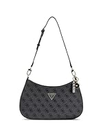 GUESS Noelle II Top Zipper Shoulder Bag Coal Logo
