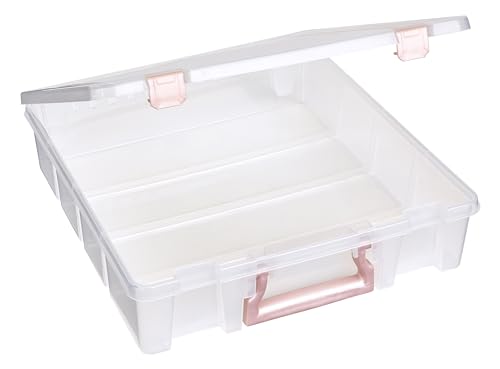Image of ArtBin Essentials 12 x 12 One-Compartment Craft Box, Clear | One Open Compartment, 15.25 x 14 x 3.5 Inches, Secure Latches, Stackable, Durable Polypropylene