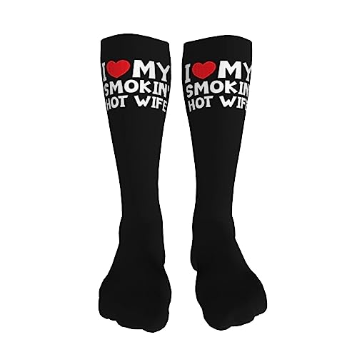 I Heart My Smokin' Hot Wife Knee High Socks For Women Long Tube Socks Athletic Compression Socks Unisex High Socks Girls3