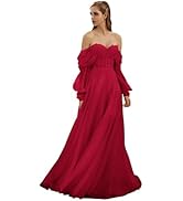 Puffy Sleeve Wedding Dresses for Bride 2024 Off The Shoulder Lace Tulle Prom Dresses Long Ball Go...