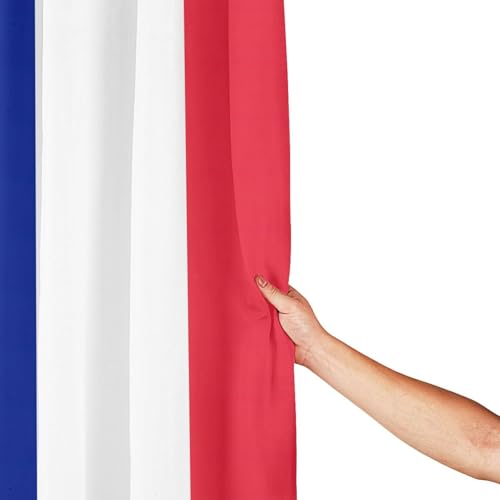 Rideau de douche drapeau français 183x183 cm en polyester avec 12 œillets