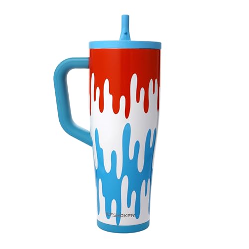 Image of Ice Shaker 40 oz Tumbler with Handle and Straw | 40oz Freeze Pop | Cold for 30+ Hours | 2-in-1 Tumbler Shaker Bottle | Odor-Free 40 ounce Bottle for Water, Protein Shakes, Smoothies, Cocktails