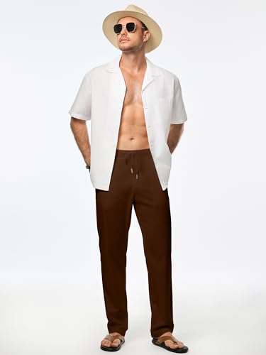 JMIERR Men's Casual Drawstring Pants Elastic Waist Lightweight Pant Summer Beach Trouser with Pockets4