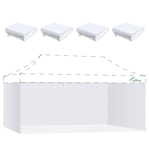 Acepic 10x20ft Sidewalls with Zipper for 10x20 Pop up Canopy Tent Frame, Waterproof UV Protection, Provide Shelters for Outdoor, Party, Market, White (4PCS Sidewalls Only, Not Included Frame and Top) by Acepic - Used condition - US$72.19