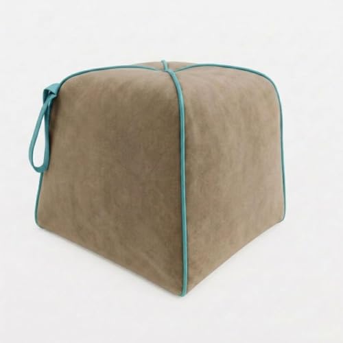 Image of CASASTYLE Signature Velure Suri Accent Pouf | Boston Fabric | 40D High-Density Foam | (Warm Sand Beige) | Footrest, Vanity Ottoman & Accent Seat for Home, Office, & Hotel