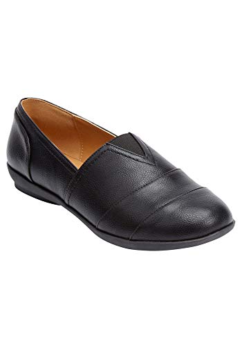 Comfortview Women's Wide Width The Amelia Flat Shoes - 8 1/2 Ww, Black #TOP16