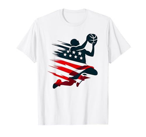 4th of July Basketball American Flag Shirt Men Kids Boys USA T-Shirt