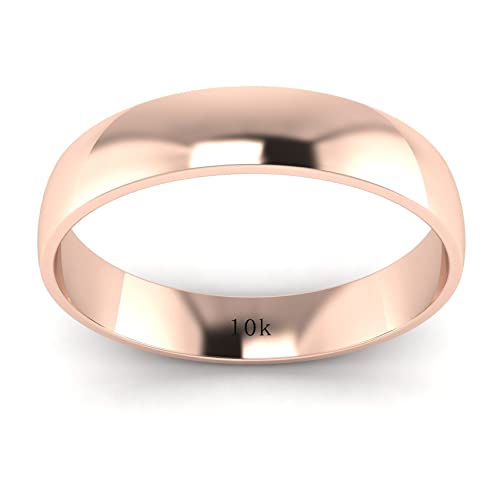 LANDA JEWEL Unisex Solid 10k Rose Gold 4mm Comfortable Traditional Highly Polished Wedding Ring Plain Band (112