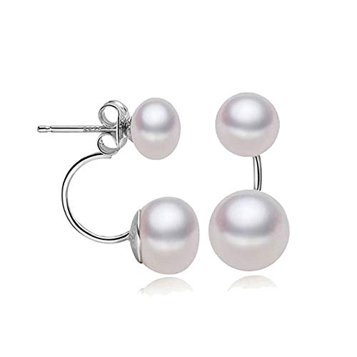 Boucles d'oreilles perle eau douce luxe et argent 925 sterling double haut de gamme