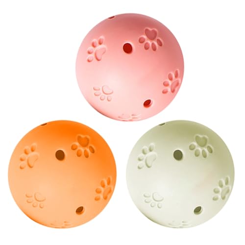 POPETPOP 3pcs Hollow Plastic Bell Balls Fun Cat Toy Balls Bells Interactive PET Chew Toys for Cats and Kittens