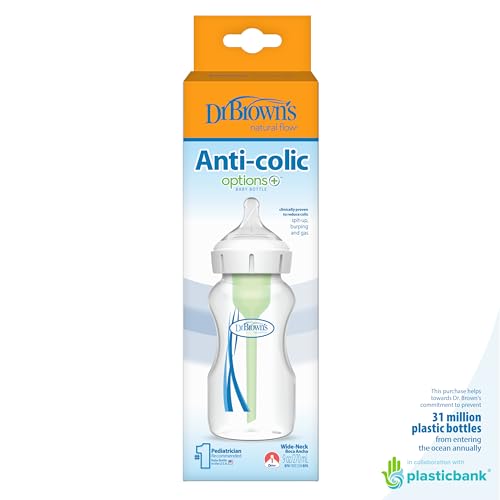 Dr. Brown's Anti-Colic Options+ Wide-Neck Baby Bottle, 9 oz, 1-Pack - image 6