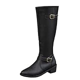 Générique Bottes Hautes Femme Gros Mollet,Bottes Cuir Sexy Boots Montantes ÉLéGant Grande Taille avec Boucle De Ceinture DéCoréE Chaussures Confort Chic DéContracté à Fermeture éClair LatéRale