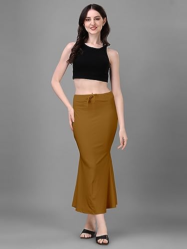 Image of Women's Saree Shapewear Petticoat, Cotton Blend Stretchable Mermaid Skirt, High Waist Tummy Control, Smooth Curve Fit with Adjustable Drawstring