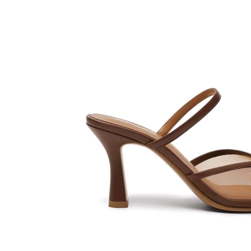 USIMAD Women's Mesh Mule Heels with Memory Foam Insole Pointy Toe Arch Support4