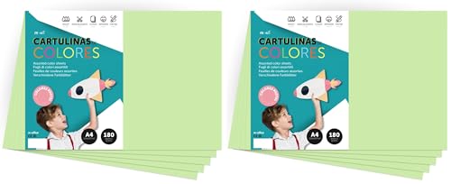 Feuilles colorées 180 g A4 pastel vert clair pour activités manuelles en famille