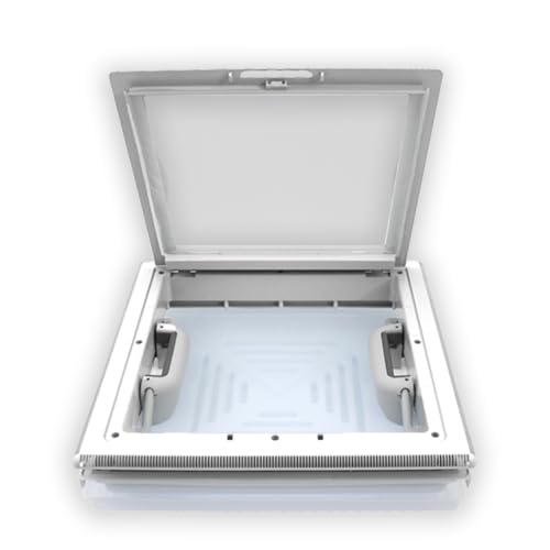 MPK 42 Lanterne de toit avec moustiquaire, 40 x 40 cm, avec capot en verre dépoli blanc signal pour caravane camping-car