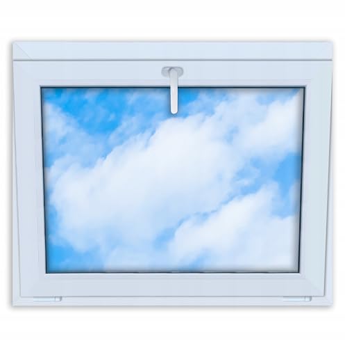 LORAC | Kunststofffenster weiß 1000x800mm 100x80cm kippbar, Standard-Fenster mit 2-fach Verglasung, energiesparend, Kellerfenster mit CE-Zertifikat, ideal für Wohnräume und Keller