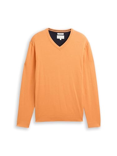 Tom Tailor Herren 1039811 Strickpullover mit V-Ausschnitt, 40135 - Soft Orange Melange, XS – Ansicht 4