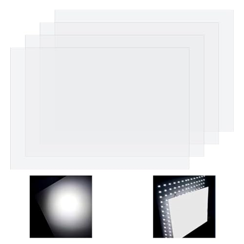 NBEADS 4 Pcs Light Diffusion Film, 8.2 x 11.8 Inch LED Lighting Diffuser Sheet Diffusion Film Filter Light Guide Film for LCD Photography Softening Led Lights