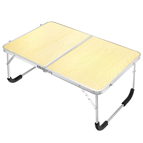 PATIKIL Foldable Laptop Table, Portable Lap Desk Picnic Bed Tray Tables Snacks Reading Working Desks for Bed Sofa Wood Color