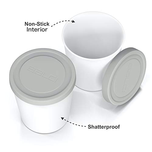 BALCI - Premium Ice Cream Containers (2 Pack - 1 Quart Each) Perfect Freezer Storage Tubs with Lids for Ice Cream, Sorbet and Gelato! - Grey