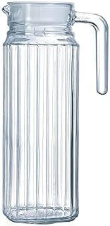 SPICOM Glassy Transparent Fridge Water Fruit Juices Liquors Jug with Lid Store and Ease in Pouring 1.2L Capacity 12 x 8 x 24 cm
