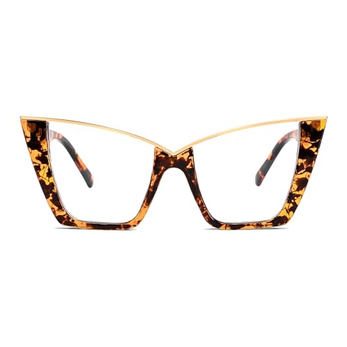 FEISEDY Fashion Cat Eye Blue Light Blocking Glasses for Women Fake Retro Eyeglasses Oversized Stylish Eyewear Frame B0240