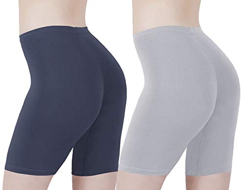 Image of Buy That Trendz Cotton Lycra Tight Fit Stretchable Cycling Shorts Womens | Shorties for Active wear /Exercise /Workout /Yoga /Gym /Cycle /Running Red Grey Combo Pack of 2