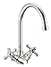 Rubinetto Lavello per Cucina con Due Manopole Antiche e Canna Alta Universale Girevole in Stile Vintage"Ombrello"
