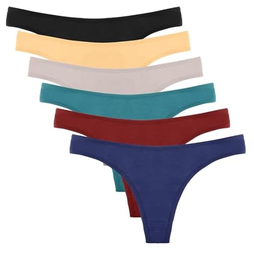 DRESHOW 6 Piezas Thong Tanga para Mujer Tanga Tiras de Algodón Transpirable para La Ropa Interior Negro Tanga de Rayas de Colores