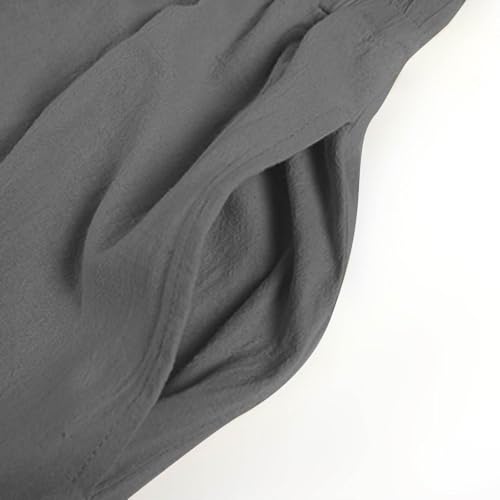 Cotton Linen Pant for Men Solid Color Pockets Casual Trousers Elastic Waist Loose Exercise Lightweight Running Pant4