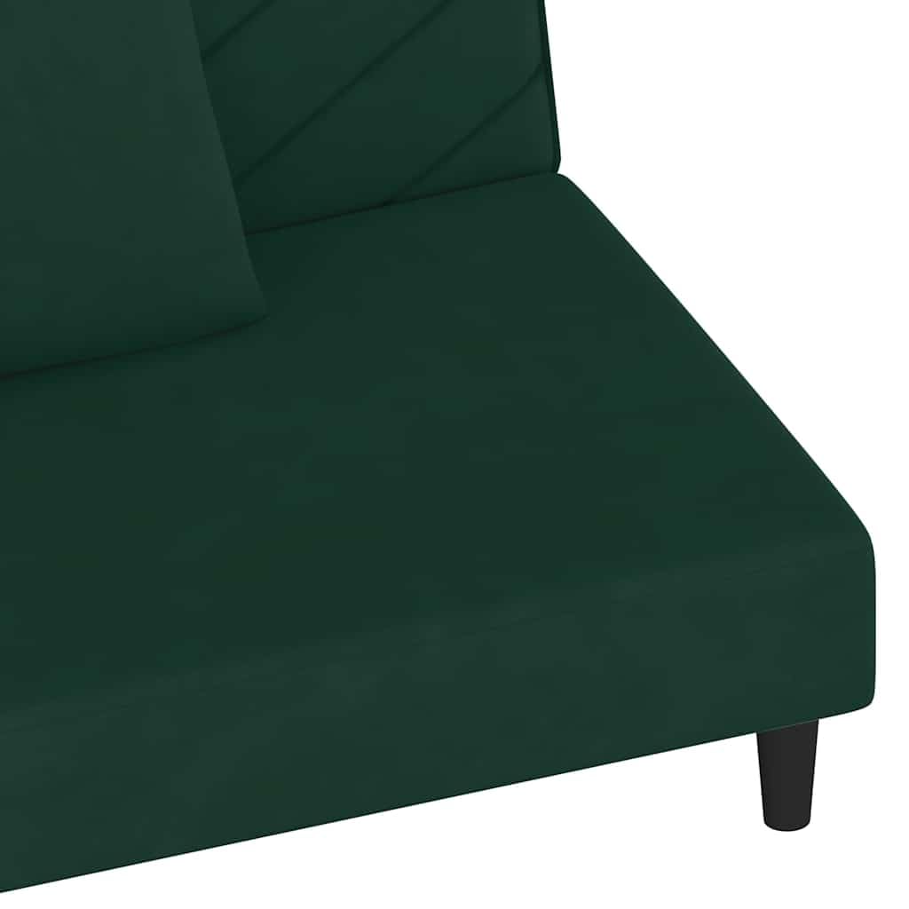 Sofá cama de 2 plazas con 2 cojines de terciopelo verde oscuro, sofá convertible en cama doble con marco de madera, versátil para sala de estar, cine en casa, oficina