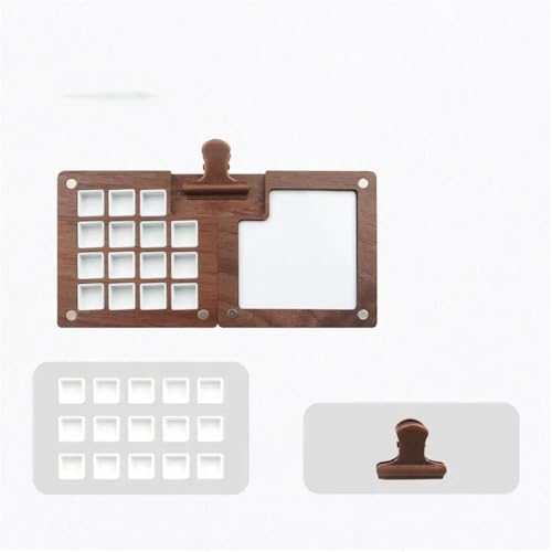 JUTSTJUKO Holz-Aquarellpalette, Gouache-Palette, schwarze Walnuss, Reise-Aquarell-Palette, Aquarell-Palette, Farbpalette (15 Fächer) JUTSTJUKO Holz-Aquarellpalette, Gouache-Palette, schwarze Walnuss, Reise-Aquarell-Palette, Aquarell-Palette, Farbpalette (15 Fächer)