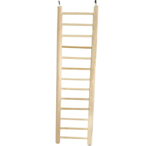 4001 15 Inch Natural Pine Hook Ladder - Classic Wooden Bird cage Ladder, Smoothly Milled Surface, Natural Pine Wood, Stainless Steel Round Hanging Hooks, Great Exercise and Entertainment for Birds