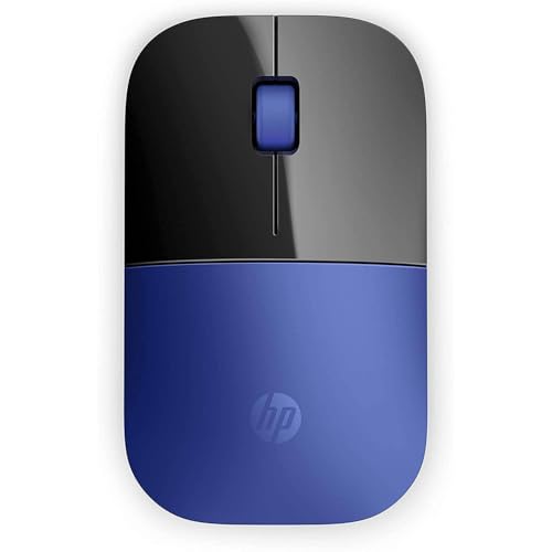 HP Z3700 Mouse Wireless, Sensore Preciso, Tecnologia LED Blue, 1200 DPI, 3 Pulsanti, Rotella Scorrimento, Ricevitore USB Wireless 2.4 GHz Incluso, Design Pratico e Confortevole, Blu