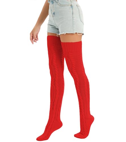 Image of Sexybody Women's Thigh High Socks Over the Knee Knit Socks, Winter Leg Warmers Stockings Knee High Tube Arctic Fleece