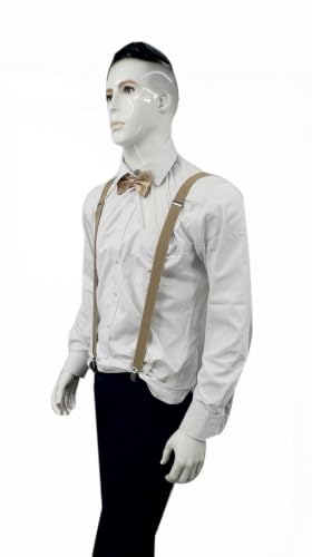 Image of Men's Suspenders Bowtie Set Elastic Y Shape Style Women's Suspenders Bowtie For Wedding&Formal Events