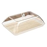 YWJLQH Cake Stand Campana de Cristal con Bandeja de Madera, Plato para Tartas...