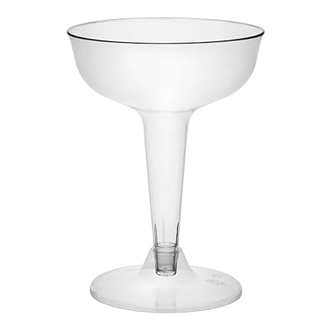 Party Essentials Disposable Hard Plastic Two Piece 4 oz. Toasting Cocktail Cups, 50-Count, Clear Champagne Glasses Cover