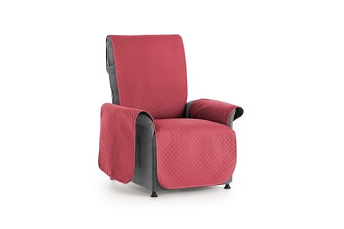 TEXTIL-HOME Housse de Canapé 1 Place/Fauteuil Relax avec Accoudoirs Adele – Housse Protège-Canapé Réversible Matelassé Rouge, Anti-Taches, Idéal...