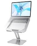 BlingKingdom Adjustable Laptop Stand Sturdy and Portable Ergonomic Air-Ventilated Aluminium Alloy Laptop Riser for Desk Compatible with MacBook Air Pro HP All 10-16' Laptops (Silver)