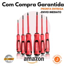 Chave de Fenda Philips Isolada Eletricista 6 Peças Imã Magnética
