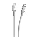 Scosche CCB10SR-SP Strikeline USB-C to USB-C Sync Braided Charging Cable, 10 feet, Silver