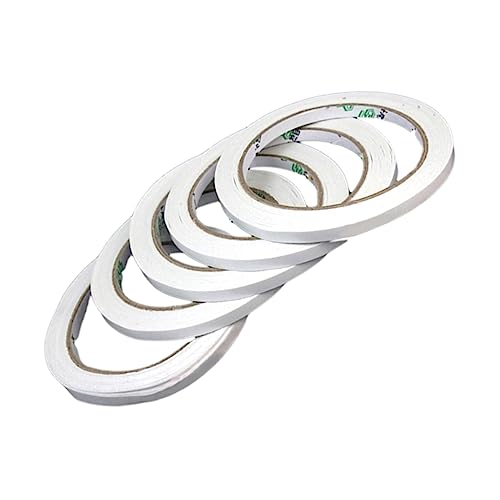 Gatuida 5 Rolls 5mm x 12m White Double-sided Adhesive Tape Hot-melt Adhesive Craft Office Supplies