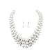 Fashion 21 Women's Three Multi-Strand Simulated Pearl Statement Necklace and Earrings Set (White)