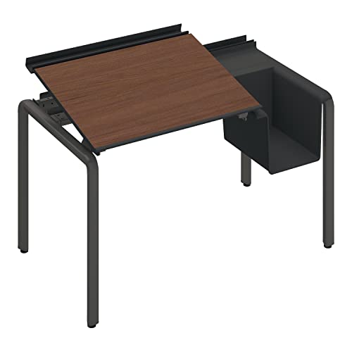 【メーカー配送・設置・組立】コクヨ アプティス 天板角度調整 オフィスデスク 1人用 幅122.5cm 人間工学 事務机 ワークデスク ブラック バスケットタイプ DUP-BD1207-E6AMV52