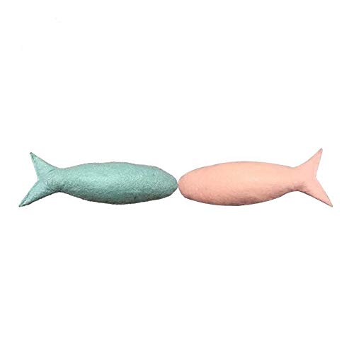 猫おもちゃ 猫ぬいぐるみ 魚 キャットニップ 噛むおもちゃ 羊毛フェルト 2匹入り