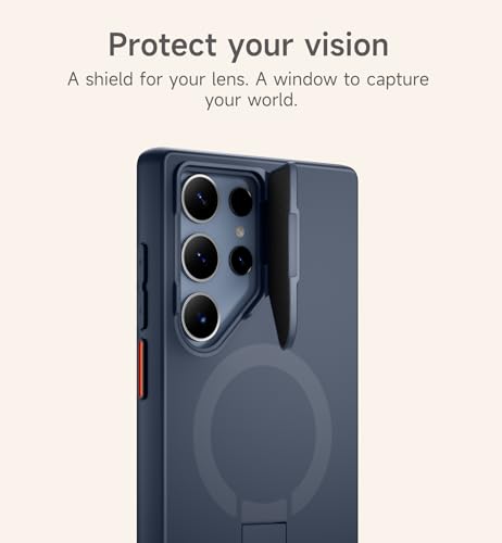 Image of SURITCH for Samsung Galaxy S23 Ultra Phone Case, Magnetic Protective Cover with Camera Cover & Adjustable Metal Kickstand for Galaxy S23 Ultra -Dark Blue